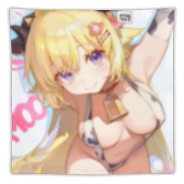 Imagem de LIEGBMEU Tapeçaria sexy de anime menina 152 x 152 cm arte de colcha de parede decoração de tapeçaria caprichosa AF190