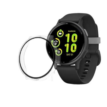 Imagem de iDaPro para Protector de pantalla para Garmin vívoactive 5 Funda - [Transparente][1Pcs],9H,Accesorios para cubiertas faciales,Protector de PC con borde protector