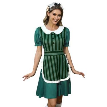 Imagem de Maisolly Fantasia Feminina Para Festa De Halloween, Cosplay, Manga Bufante, Avental Empregada Fantasma, Vestido Membro Do Elenco, Verde G