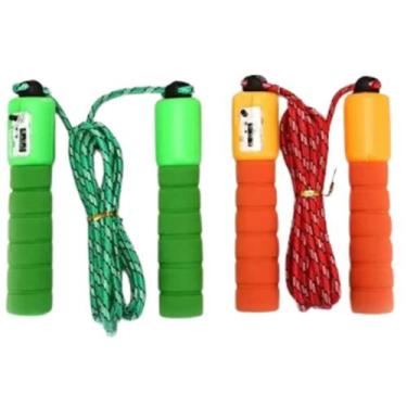 Imagem de Kit 2 Cordas De Pular Academia Contador De Pulos Saltos Cor Verde/lara