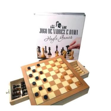 Imagem de Jogo de Xadrez e Dama com Gaveta 39x39x5 - Hoyle Games