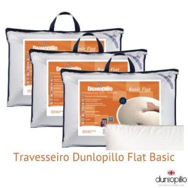 Imagem de Kit 3 Travesseiros Dunlopillo Basic Flat 100% Latex Importado