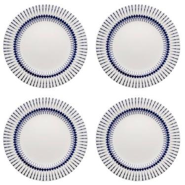 Imagem de Kit Jogo 4 Pratos Rasos Biona Colb em Cerâmica Decorada 26 cm - Oxford