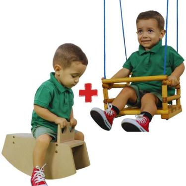 Imagem de Gangorra Cavalinho Montessorian + Cadeirinha De Balanço Infantil - Laf