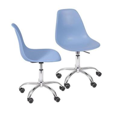 Imagem de Kit 2 Cadeiras Boxbit Dkr Eames Base Em Rodízio ul Claro