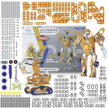 Imagem de MALUVRIAN Conjunto de montagem para meninos e meninas, kits de metal para adultos, adolescentes e crianças avançadas, montar um robô ou uma escavadeira, brinquedos educativos, kit de construção de