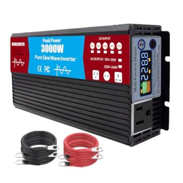 Imagem de HENGJINGTR Inversor de onda senoidal pura 3000W DC 12V/24V/48V/60V/72V, carregador, fase dividida, entrada CC, saída CA, conversor de energia solar 120V/240V com visor LCD,12v to 220v