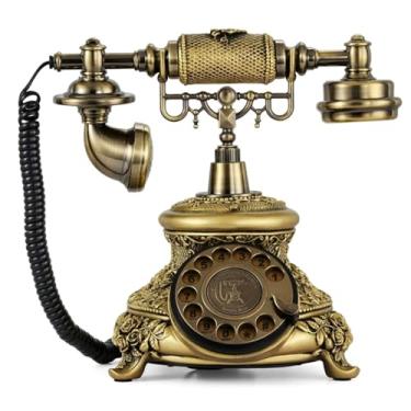 Imagem de Telefone antigo de telefone fixo antigo, telefone antigo para home office e decoração de hotel, com volume de toque ajustável e telefone retro rotativo