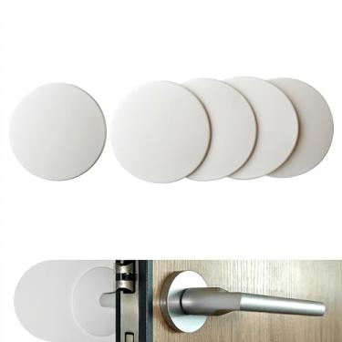 Imagem de Tampa de porta redonda 8 cm 5 peças almofadas protetoras de silicone adequadas para maçanetas de portas de geladeira (5, branco)