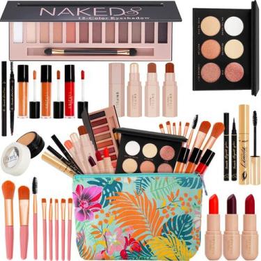 Imagem de Kit de maquiagem AOLIKOKO Kit completo com paleta de sombras de 12 cor