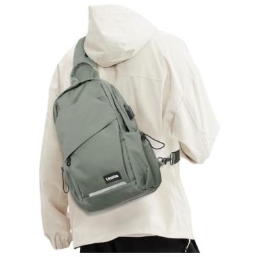 Imagem de Sling Bag SEAFEW verde impermeável de nylon para homens 0,35 kg