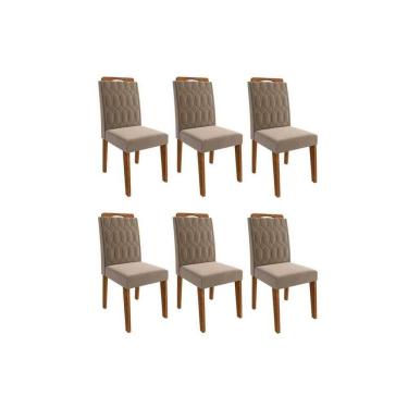 Imagem de Kit 6 Cadeiras de Cozinha Paola Wood 6 Un Carvalho/Suede Joli Capuccino - Cimol