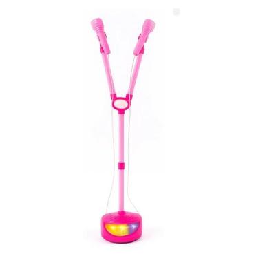 Imagem de Microfone Duplo Karaoke com Pedestal Brinquedo Art Brink, Rosa