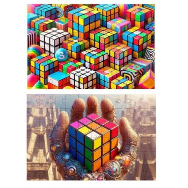 Imagem de Kit 2 Quebra-Cabeças Cubo Mágico De 60 Peças - Reidopendrive