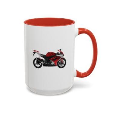 Imagem de SpreadPassion Caneca de café com destaque de motocicleta – Caneca de cerâmica de 325 ml com design arrojado de motociclista – perfeita para entusiastas de motocicletas (vermelho, 425 g)