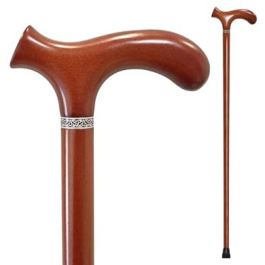 Imagem de YIVIYAR Bengala de madeira com 4 tamanhos para homens, mulheres e idosos, bengala de madeira de 89 cm feita à mão com alça ergonômica, ponta antiderrapante estilo clássico para uso diário e caminhadas