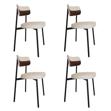 Imagem de Cadeira Alloa Fixa Com 4 Pés 50 X 44,7 X 83,8 Cm Com 4 Un. Corriente Palha- Courino Whisky