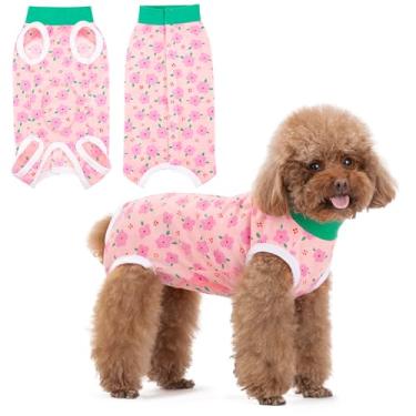 Imagem de Coppthinktu Traje de recuperação para cães após a cirurgia, macacão de recuperação de cirurgia para fêmea, macacão de pijama cirúrgico macio para filhote para evitar lamber o cone alternativo