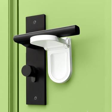 Imagem de scenein Trava de maçaneta de porta (1 pacote) para segurança infantil, evita que crianças abram portas, batente de maçaneta de bebê para quartos por dentro, ABS durável com suporte adesivo forte