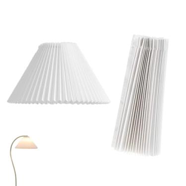 Imagem de UtySty Pacote com 2 Abajures de mesa plissados de substituição para mesa de cabeceira pequena abajur plissado para candeeiros de mesa de cerâmica Candeeiros de mesa lateral de cama com base de metal