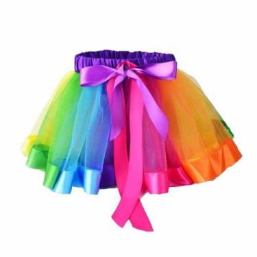 Imagem de Saia Tule Colorida Arco Íris Infantil - 30cm - Extra Festas