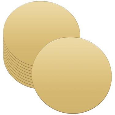 Imagem de Bandejas espelhadas para mesas circulares, decorações para recepção, centro de mesa redonda espelhada, bandejas espelhadas grossas sem vidro, placa de espelho redonda de 19 cm bandeja de espelho