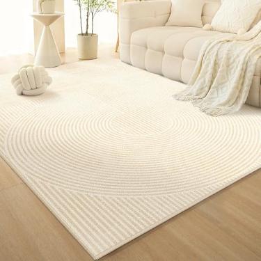 Imagem de Tapete estilo creme para sala de estar e quarto | Decoração para sofá, mesa de centro e áreas de cabeceira (160 x 200 cm (62 x 78 pol.)/zy-250731012950)