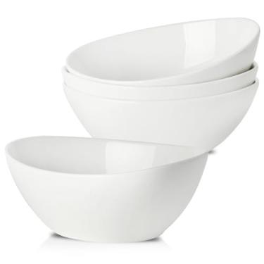 Imagem de Hasense Conjunto de 4 tigelas de salada de 1,134 g, tigelas de cerâmica para cozinha, tigelas de cerâmica de 23 cm, seguras para micro-ondas e lava-louças, para ramen, salada, frutas, macarrão e