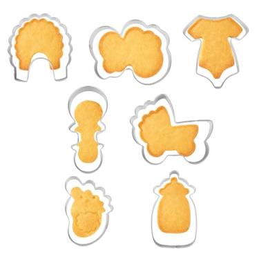 Imagem de 7un. Baby Shower Cortador de Biscoitos, Cortadores Biscoito de Aço Inoxidável Macaquinho Babador Mamadeira & Pezinhos Bebê para Decoraciones Assar Festa Aniversário