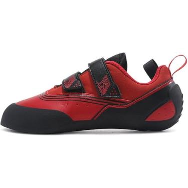 Imagem de Sapato De Escalada, Sapatos De Escalada Para Homens E Mulheres Para Jovens, Meninos Meninas Iniciantes Internos Sapatos De Escalada De Nível Básico, Sapatos De Escal, Black Red, 32 EU