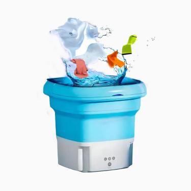 Imagem de Mini Máquina De Lavar Roupa Portátil Dobrável - Azul