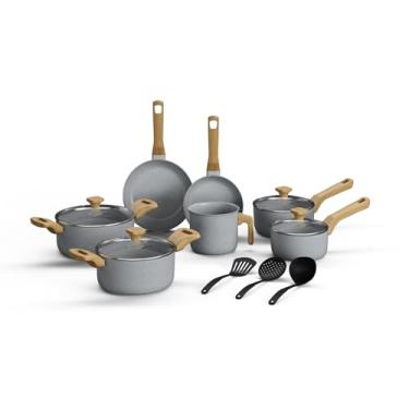 Imagem de Mimo Style, Jogo de Panelas 10 Peças Indução Antiaderente Preto com Utensilios Cook