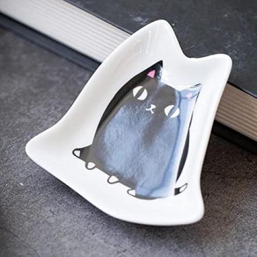 Imagem de Prato de cerâmica para gatos de desenho animado prato de tempero casa restaurante molho de soja vinagre prato de mostarda bandeja de lanche de frutas animais