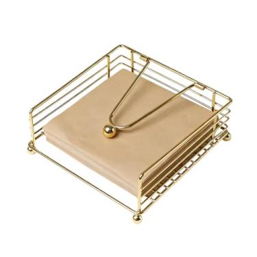 Imagem de SWTOOL Porta-guardanapos dourado moderno quadrado de metal plano suporte de armazenamento com braço articulado ponderado para casa de fazenda ao ar livre festa de casamento hotel