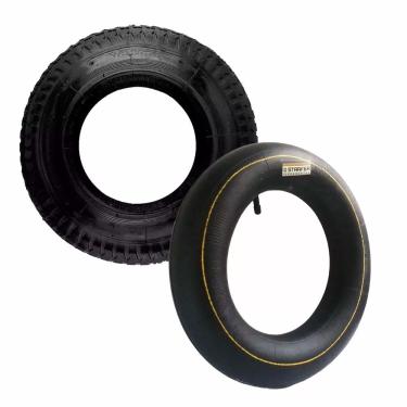 Imagem de Kit Pneu e Câmara Starfer para Carrinho de Mão 3,25x8 Reposição Durável para Equipamentos de Jardim e Construção