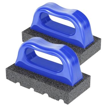 Imagem de 2 peças de tijolos de fricção com alça de concreto 20 grãos ferramentas de alvenaria ferramenta de suavização, limpeza e remoção de marcas