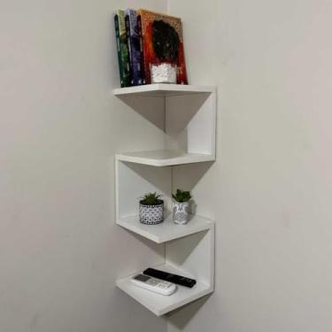 Imagem de Prateleira de Canto Decorativa - Design Inteligente para Organização e Otimização de Espaços (Branco)