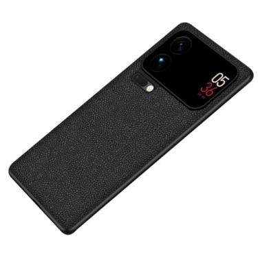 Imagem de LTLMYDAM Capa ultrafina para Xiaomi 17 Pro Max/17 Pro/17, couro de flor integral, à prova de impressões digitais, leve, borda macia, capa antiqueda, preta, 17