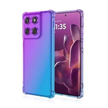 Imagem de KOARWVC Capa de telefone para Moto Edge 60 Pro, XT2507-1 Moto Edge 2025 capa transparente gradiente fina antiarranhões TPU à prova de choque capa protetora para celular para Motorola Edge 60 Pro roxo