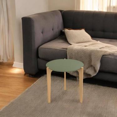 Imagem de Mesa Lateral Florida 60cm Suporte Decoração e Utilidades - Verde Floresta/Freijo