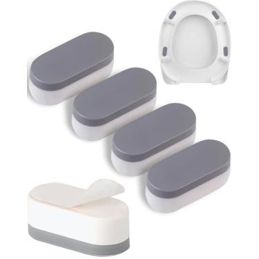 Imagem de Amortecedores de assento de vaso sanitário para uso com bidê, adequado para kits de bidê, espaçadores de assento de vaso sanitário, para deslizar e balançar, almofadas adesivas premium - pacote com 4