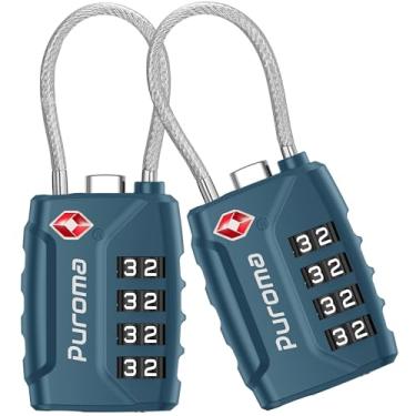 Imagem de Puroma Pacote com 2 cadeados de bagagem aprovados pela TSA, combinação de 4 dígitos, cadeado de código redefinível com corpo de liga de zinco para mala, caixa de ferramentas, mochila, bolsa, armário