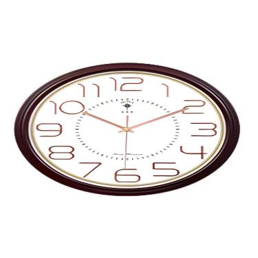 Imagem de Relógio Parede 33Cm Borda Marrom Mostrador Branco Arábico