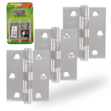 Imagem de 3 Dobradiça Inox Porta 3x2.1/2 Rolamento Escovado 25kg Pagé