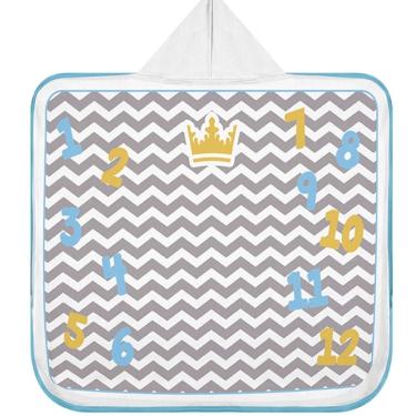 Imagem de Toalha Capuz Tecebem Baby Mesversario Felpudo Estampada com Viés Kinder 70cm90cm Azul