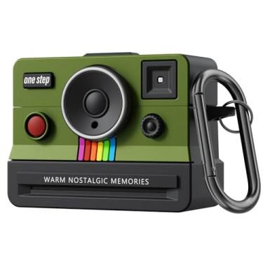 Imagem de QINGQING Capa compatível com AirPods Pro 3, capa de silicone 2025, design retrô para câmera, mosquetão e kit de limpeza incluídos, resistente a choques, proteção total para AirPods Pro 3ª geração