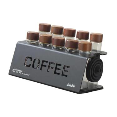 Imagem de Baoblaze Tubos de armazenamento de grãos de café de dose única, vidro, organização de frascos, jarra, adegas de grãos de café expresso para cafeteria e bar, 5 Grandes E 5 Pequenos