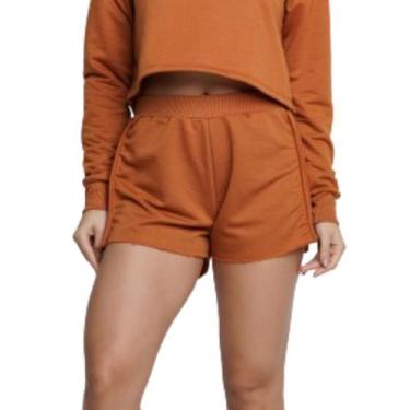 Imagem de Short Gringa Moletinho WLS Modas Cós Alto Blogueira Moda Casual, G, Mo