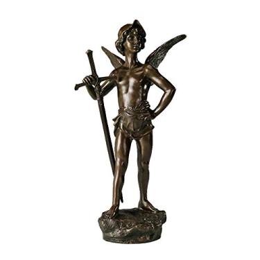 Imagem de NILEEBUKER Bronze Grego Amor Deus Cupido Segure Espada Estátua Antiga Escultura Decoração de Casa