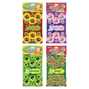 Imagem de Just For Laughs Adesivos Dr. Stinky's Scratch N Sniff Silly Pacote com 4, Silent but Deadly Farts, Unicorn Poop, Brócolis, Dinheiro